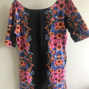 Retro Floral Scoop Neck Dress